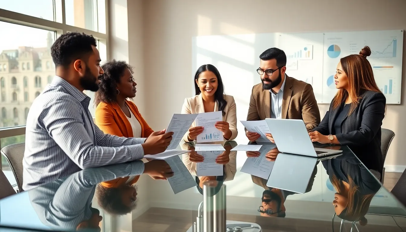 diverse team discussing tax minimization strategies in a modern office.